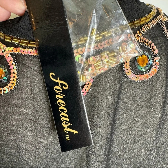 Forecast Sheer Beaded Sequin Swim Cover Up Top Tunic Black Size S NWT - Picture 6 of 9
